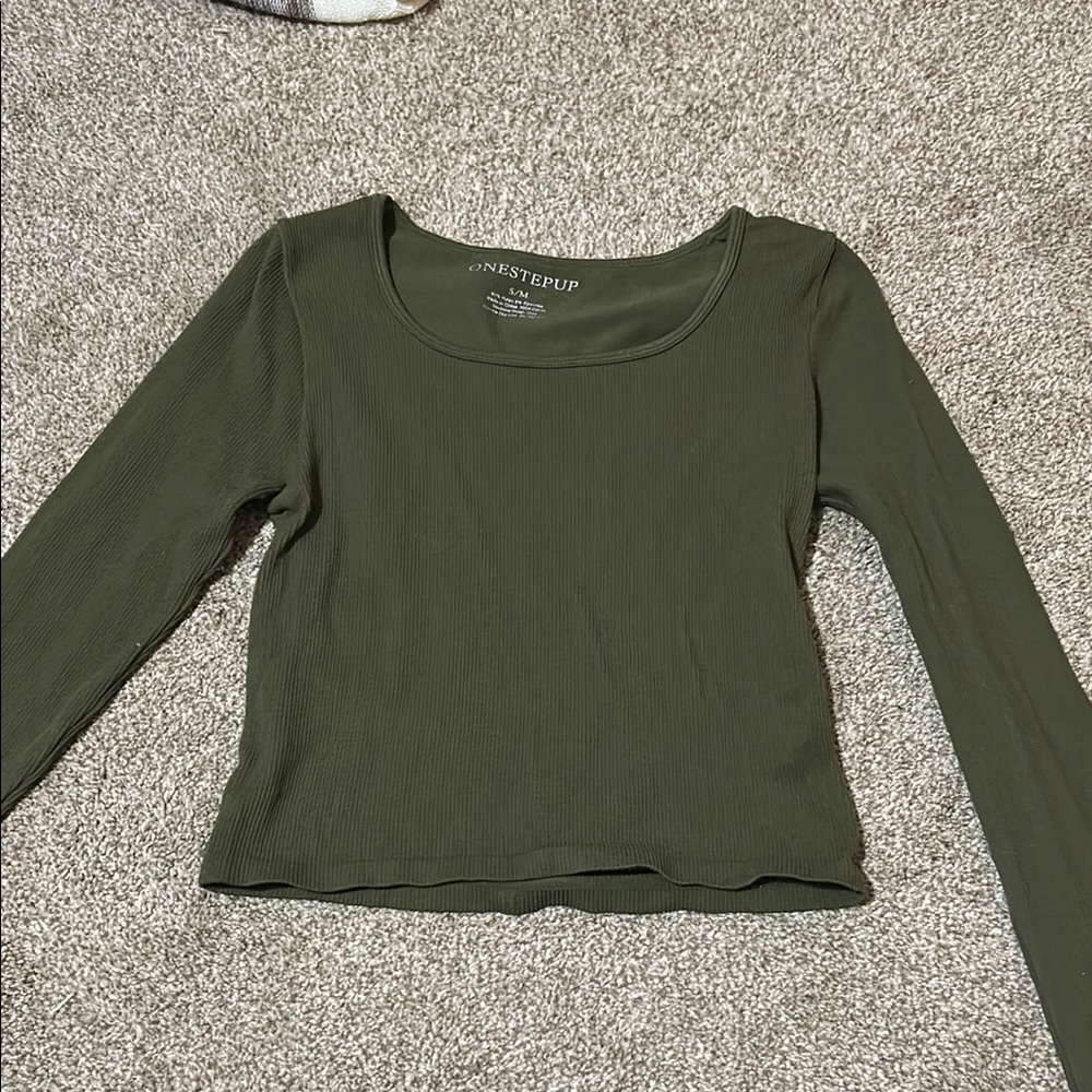 Women's Olive Green Long Sleeve Top